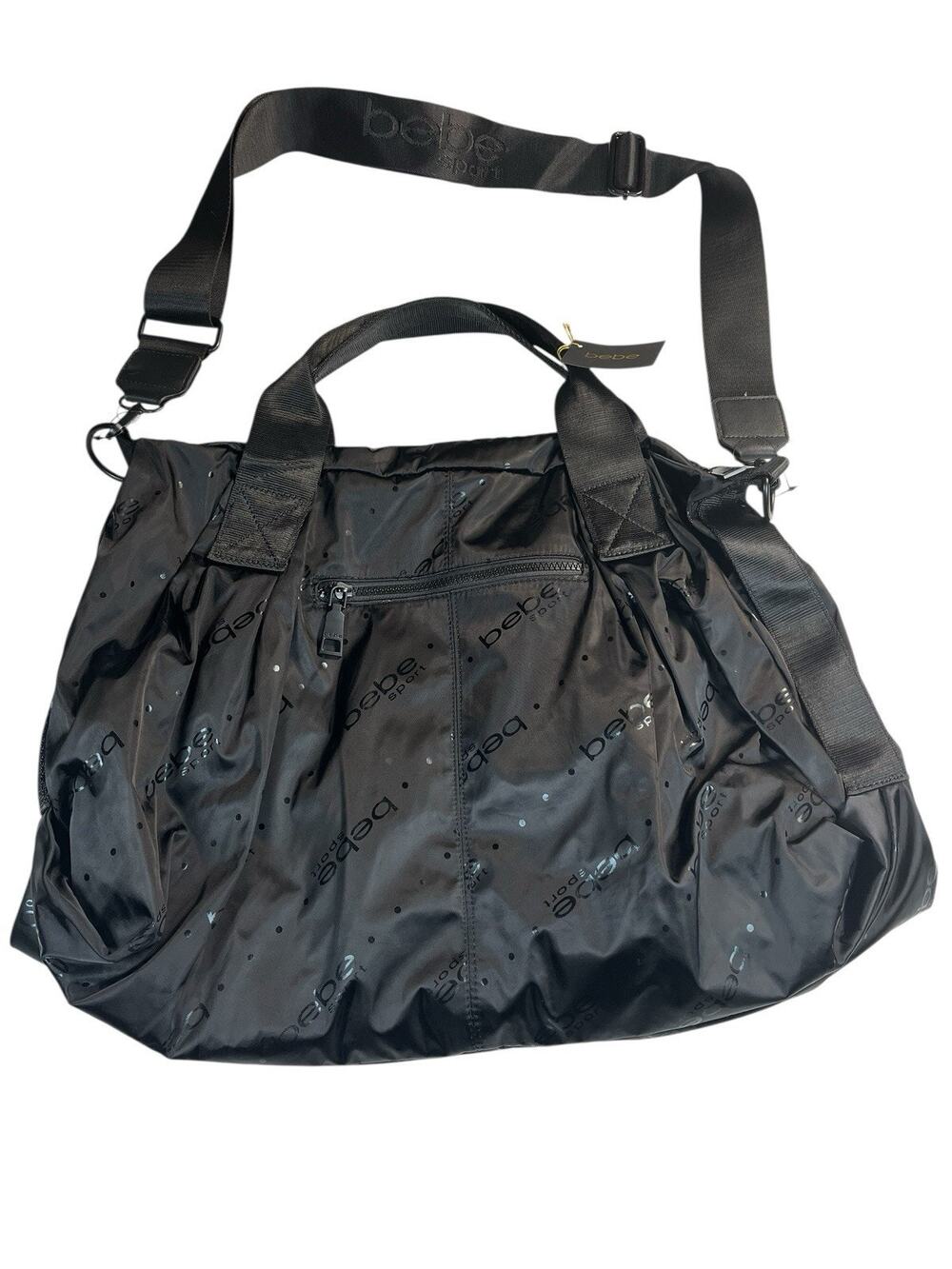 BEBE Sport Black Aline Duffle Gym Bag Crossbody Weekender Travel New With Tag
